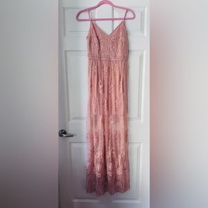 Altard State Boutique diary pink lace maxi dress small